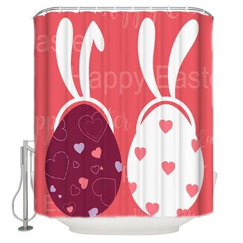 

Easter Eggs Rabbit Ears Shower Curtain Bathroom Curtain Polyester Fabric Bath Curtain Washable Home Bath Decor
