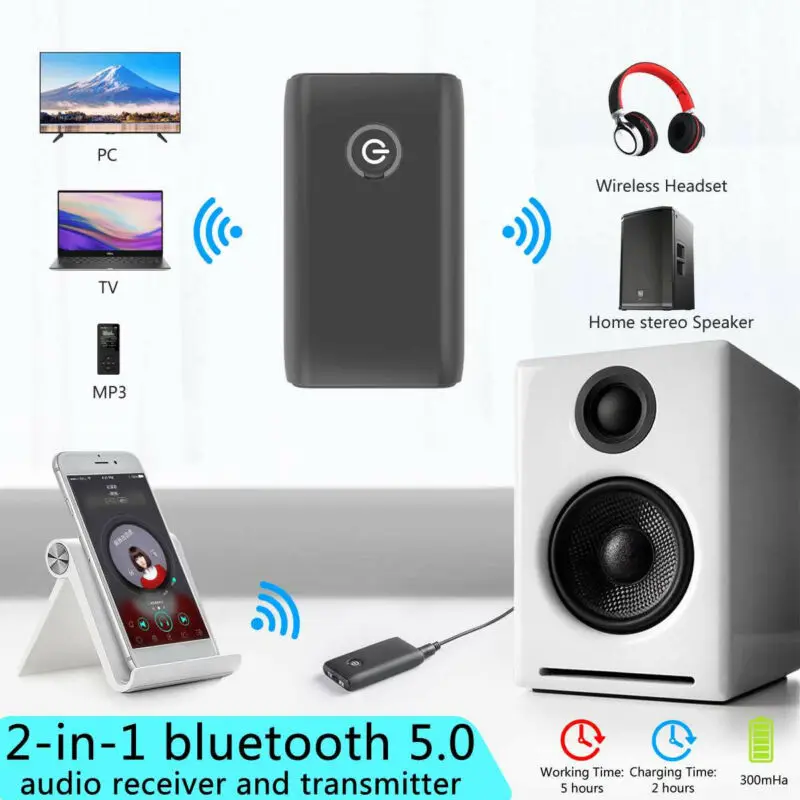 2 в 1 Мини беспроводной аудио-Стерео адаптер 3,5 мм Bluetooth 5,0 передатчик приемник автомобильный домашний поддержка AUX in/OUT
