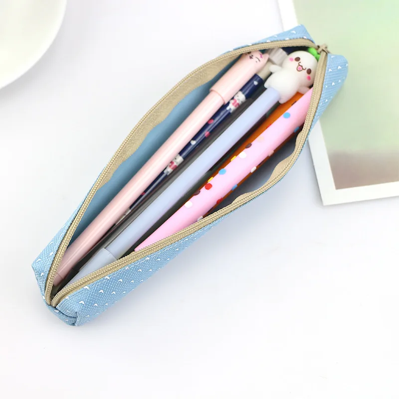 Милый конфетный цветной чехол карандаш Kawaii Dot Canvas Pen Bag Канцелярский мешочек для
