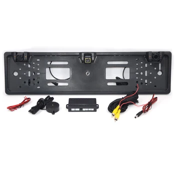 

EU Europe car license plate frame Rear View camera 170 degree night vision with 2 Visual reversing radar detector