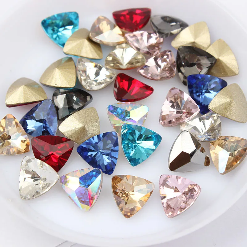 

100pcs 8mm crystal AB T-riganle Pointed shinny nail Art rhinestone for DIY For Jewelry Making Crafts
