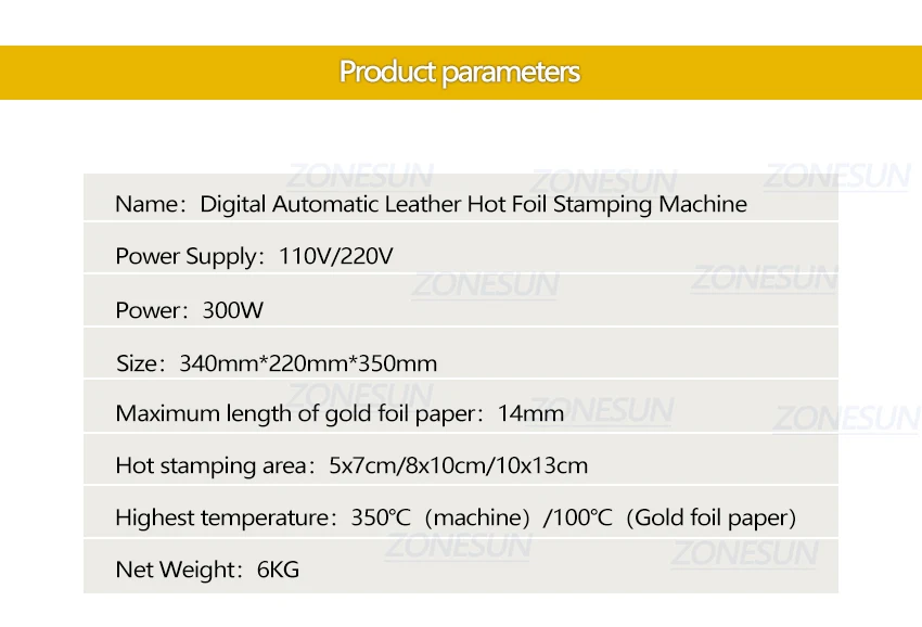 ZONESUN ZS-90A Máquina manual de estampagem a quente de metal