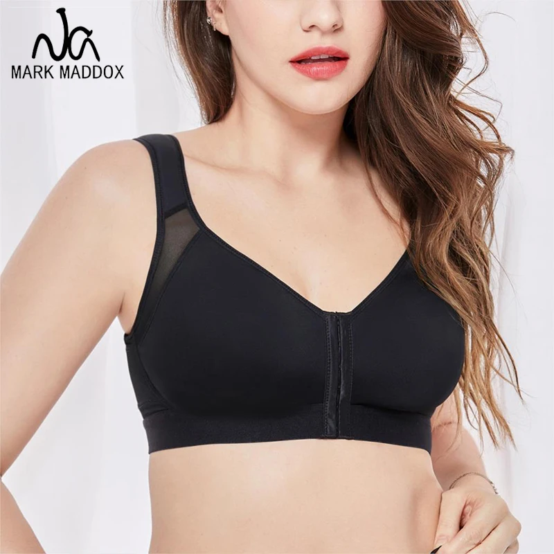 

Women's Full Coverage Front Closure Wire Free Non-padded Back Support Bra