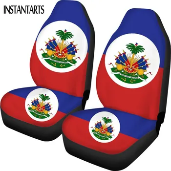 

INSTANTARTS Haiti Flag Print Set of 2 Car Seat Cover Comfortable Vehicle Seat Covers Anti-Slip Universal Car Front Seat Covers