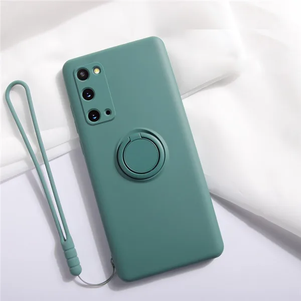 S20 Ultra S20Ultra S20 Plus S20FE Case Liquid Silicone Soft Ring Shockproof Cover for Samsung Galaxy S20 Ultra S20 fe Plus S20FE dark green