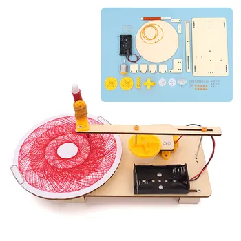 

Automatic Plotter Model Assemble Toy Wooden Electric Plotter Science Toys DIY Drawing Model Kids Science Experiment Toy Set