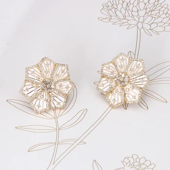 

TIRIM Golden Flower Dangle Earrings for Women Cubic Ziron Gold Stub Stereo Earing Fashion Jewelry Gifts Three-dimensional