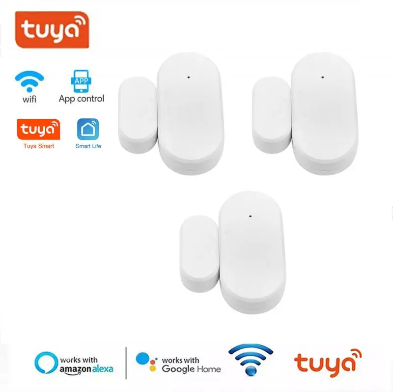 Sensor de puerta inteligente Tuya ZigBee con WiFi, detector de apertura/cierre de puerta, aplicación Smartlife, Wifi, funciona con Alexa y Google Home