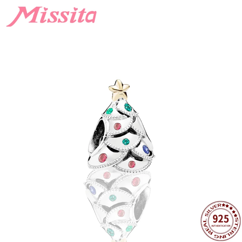 MISSITA 2019 Новая мода бусины рождественская елка fit Pandora браслет красочные CZ DIY