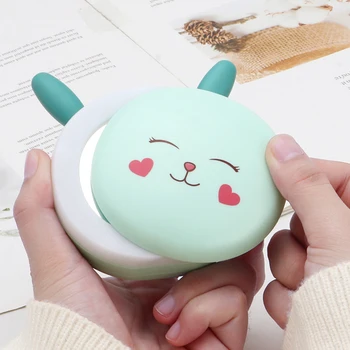 

LED Hand Held Fold Makeup Mirror Hand Warmer with Fill Light Heater Charging Mini Mobile Power Portable for Girls