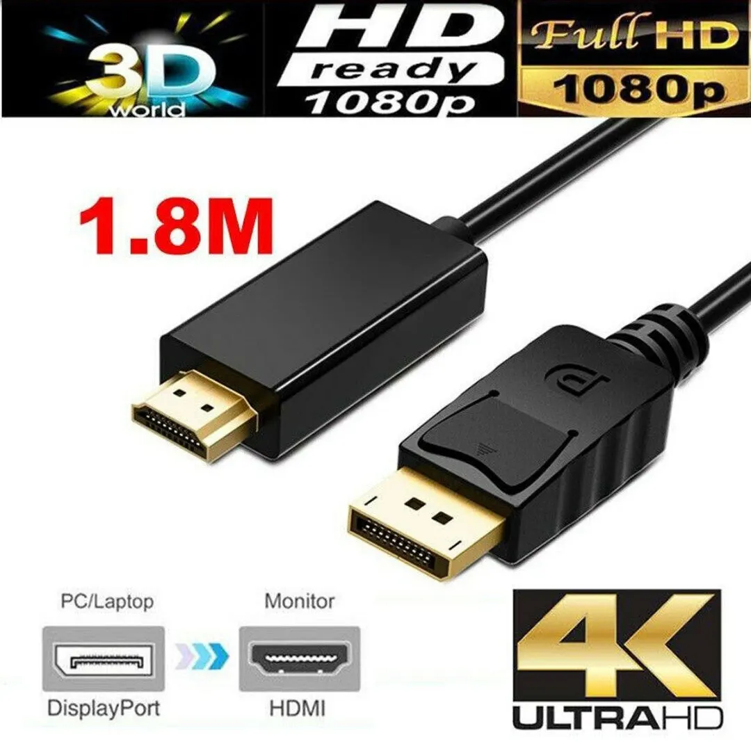 

Displayport to HDMI 4K cable 4K DP to HDMI adapter Converter Connector 1.8M 1080P Display Port DP to HDMI Cable for Connector