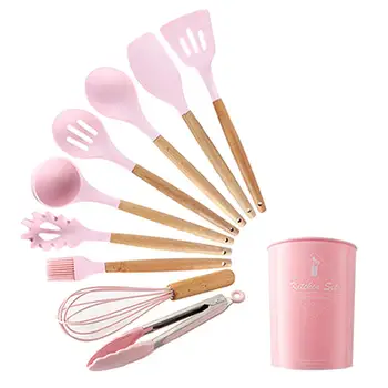 

11Pcs Silicone Kitchen Gadget Set Non-stick Spatula/ Spoon/ Brush/ Scraper/Strainer/Food Clip Kitchen Tools