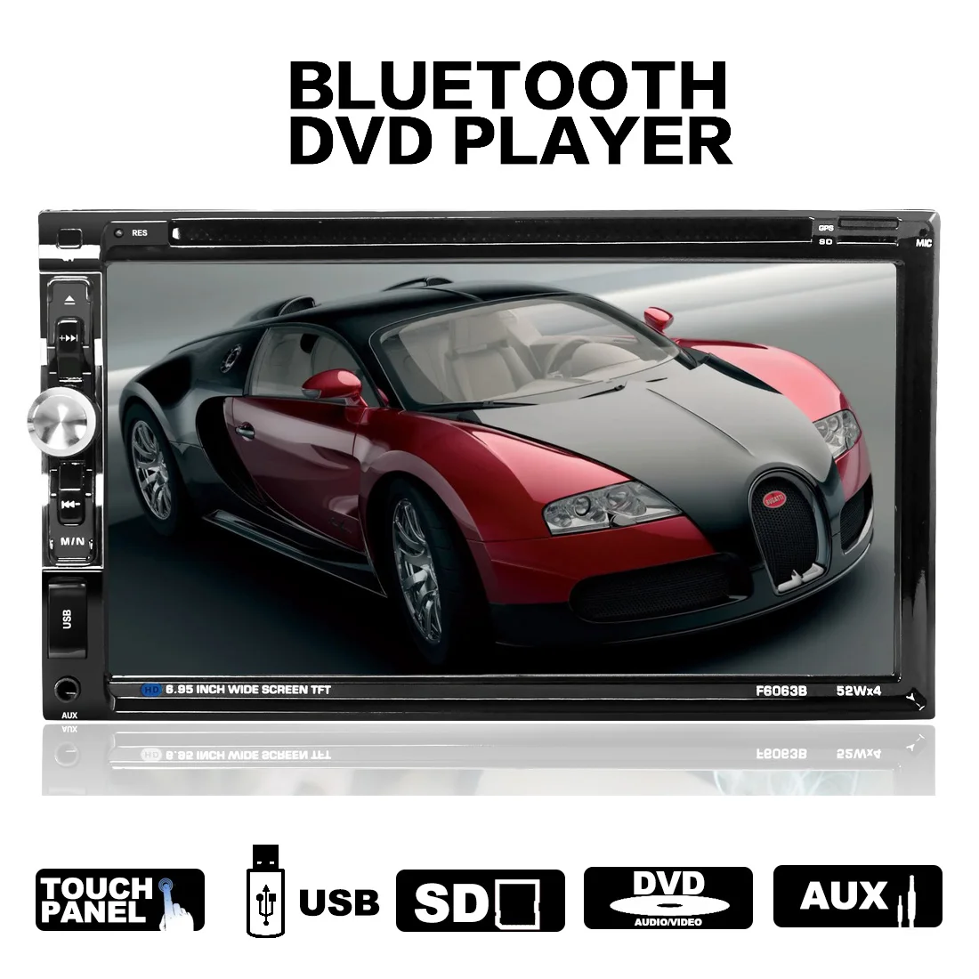 

Car Radio HD 7" Touch Screen Stereo Bluetooth 12V 2 Din FM ISO Power Aux Input Auto MP5 Player SD USB DVD Player