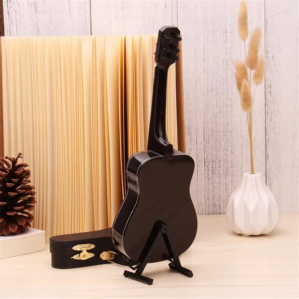 Adeeing Mini Full Angle Folk Guitar Guitar Miniature Model Wooden Mini Musical Instrument Model Collection