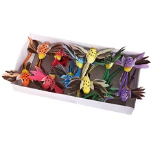 12pçs decoração de pássaro artificial, decoração de árvore de natal, mini pássaro hummingbird artesanal para presente de aniversário ou presente de natal, pássaro diy modelo