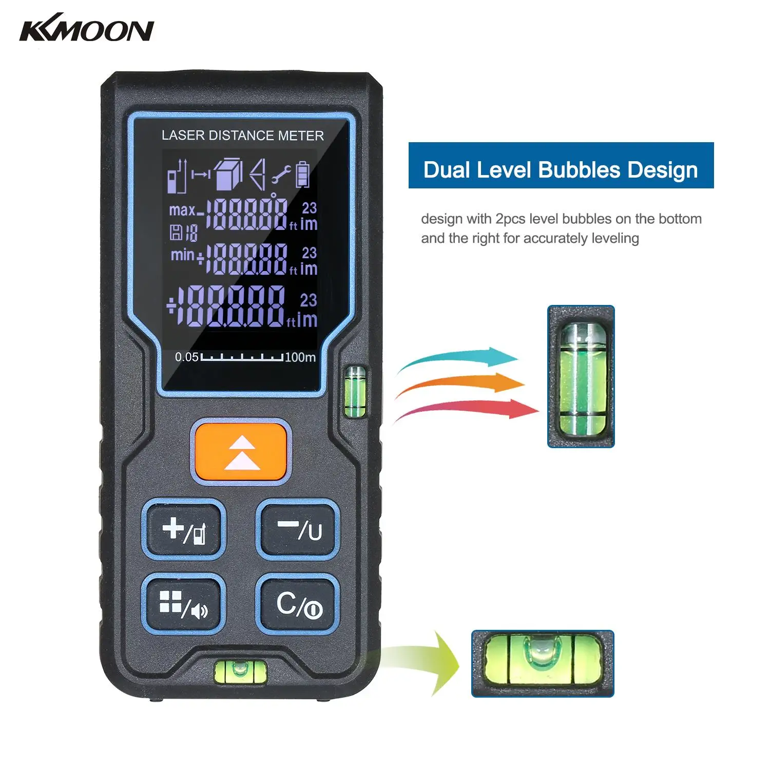 KKMOON Handheld Hunting Laser RangeFinder Distance Meter with Single/Continuous/Area/Volume/Pythagoream Theorem Measurement Mode |