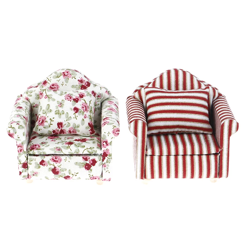 

1/12 Mini Floral Print Sofa Cushion Model Dollhouse Room Decor Photography Prop Miniature Home Ornaments