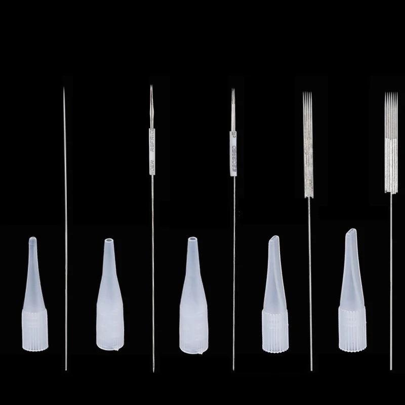 

Tattoo Needles Tips 1RL 20Pcs Permanent Makeup Eyebrow Lip Microblading Round Needle Sterilized Tattoo nozzle Machine Kit Supply