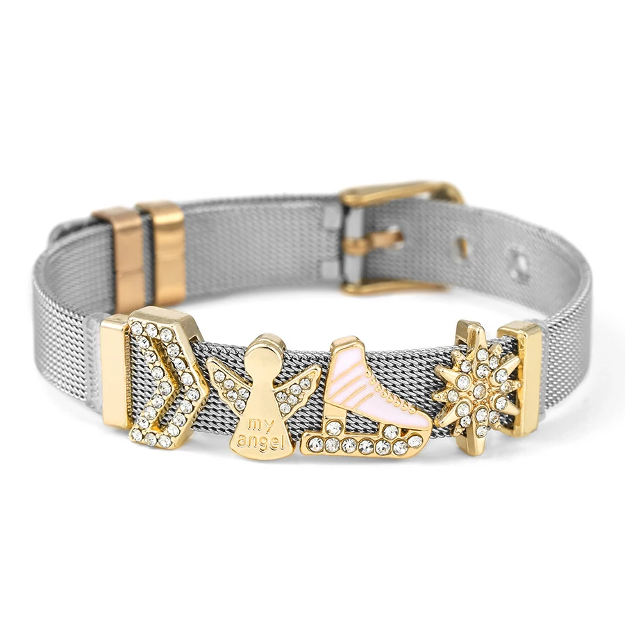 Louis Vuitton Gold Tone Studded Love Charm Bracelet