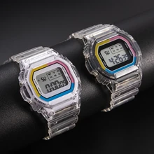 

Men Stop Watches Digital Watch Electronic LED Clock Transparent Watchband Luminous Sports Military Watch for Men Women Gift