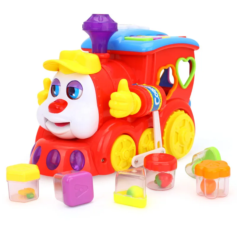 

Tianyuan Toy Department of Music V556 Intelligent Question Answering Cartoon Train Children Electric Universal Train Toy