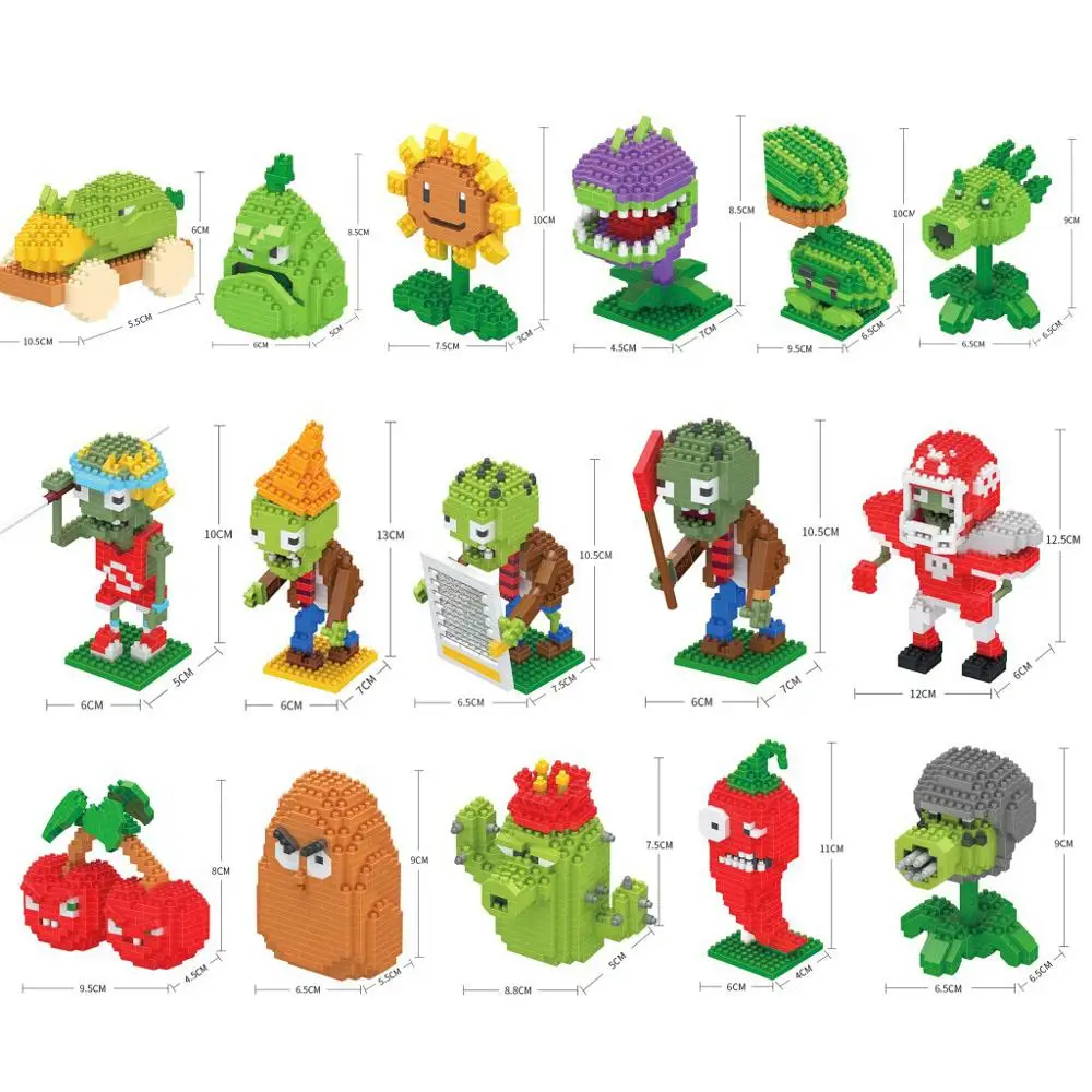 Plants Vs Zombie Building Blocks Blocks Micro Plants Vs Zombies - Cartoon Game Toys