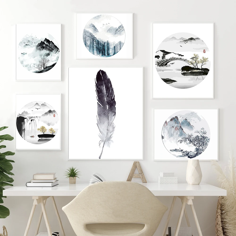 Gatyztory Diy Frame Landscape Painting By Numbers Kit Modern Wall Art