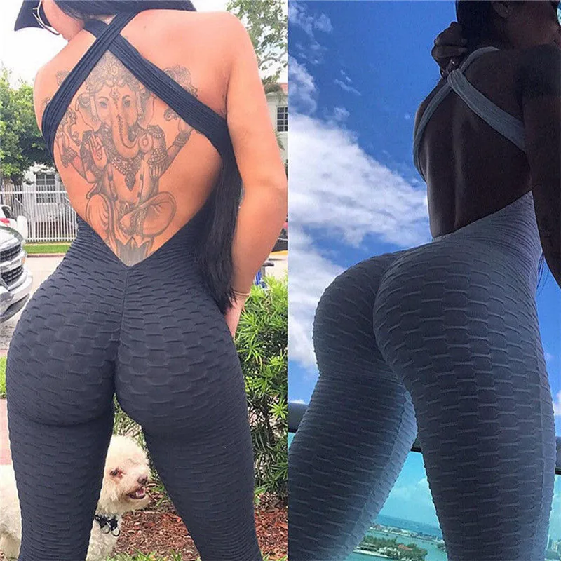 Fashion Sexy Soft Women Sports Gym Jumpsuit Playsuit Romper Fitness Workout Office Suits