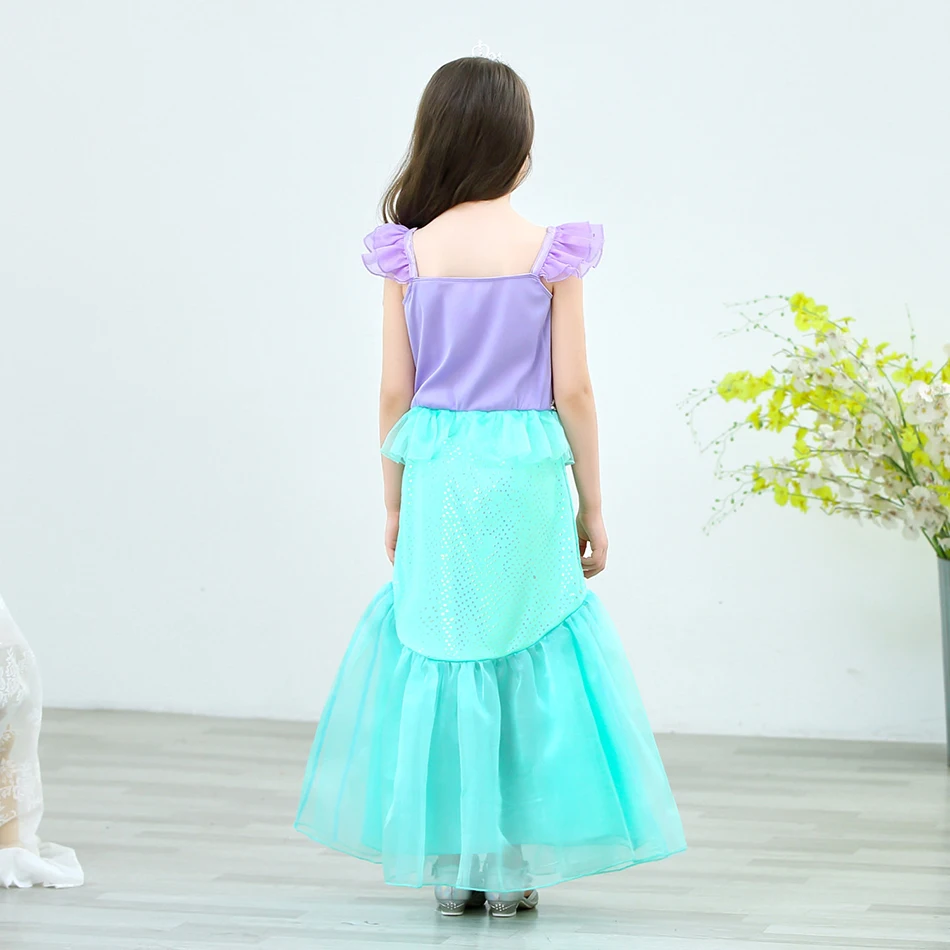 Нарядное платье Русалочки для маленьких девочек; маскарадный костюм принцессы Ариэль до щиколотки; детское рождественское праздничное Дамское Платье