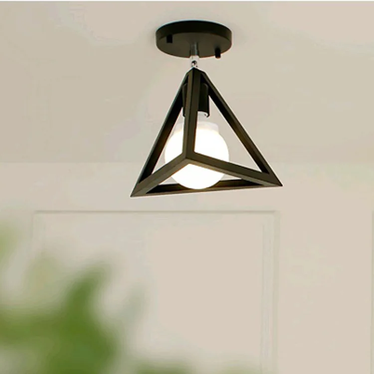 

American-Style Village Vintage Industrial Iron Art Ceiling Triangle Living Room Ceiling Lamp Bar Lamp Lamps