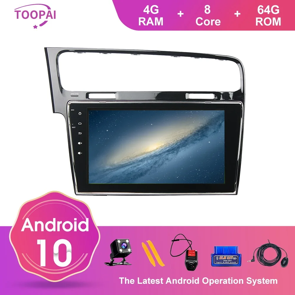 Автомобильный мультимедийный плеер TOOPAI на Android 10 с GPS для Volkswagen VW Golf 7 2013 2014 2016 2015