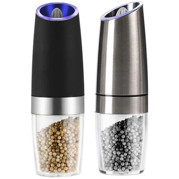 

Electric Salt Pepper Grinder, Automatic Pepper Mill and Salt Grinder,Convenient Adjustable Grind Coarseness (Black,Silver)