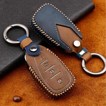 

Genuine Leather Hard Smart Key Fob Case Cover Chain For Chevrolet Holden Malibu Cruze Trax Camaro Volt Bolt EV Equinox Traverse
