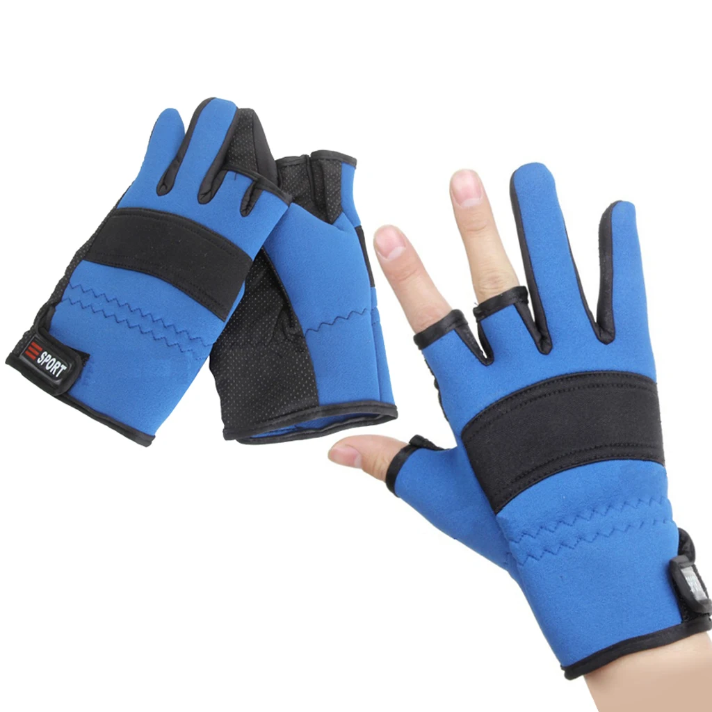 Неопреновые теплые перчатки для рыбалки с 3 вырезами, нескользящие перчатки для ловли нахлыстом, охотничьи перчатки для езды на велосипеде, Зимние перчатки для мужчин и женщин