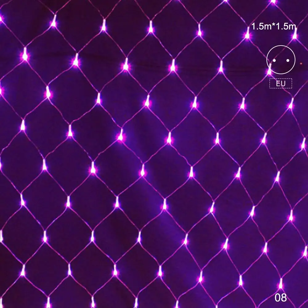 New Brand EU/US 3MX2M LED String Net Fairy Lights Net Mesh Curtain Xmas Wedding Party Christmas Decoration Outdoor Garden Lamp - Испускаемый цвет: Purple