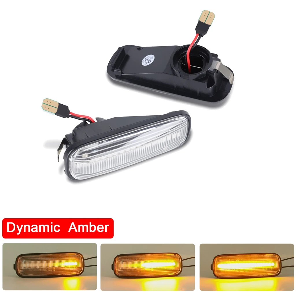 LED Dynamic Side Marker Turn Signal Light Blinker Lamp Clear Lens