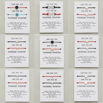 

2pcs/set Wish Card Couples Bracelets Adjustable Red String Rope Braided Gold Crown Heart Star Cross Bracelet Friendship Jewelry