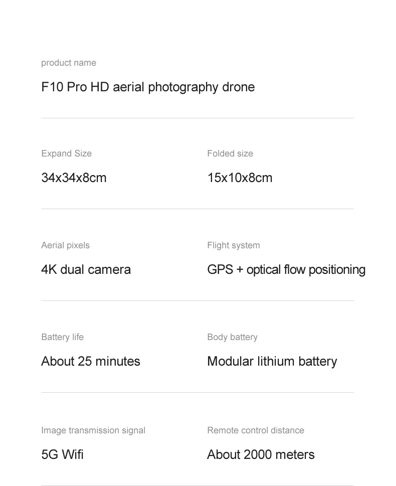 f10 pro hd aerial photography drone expand size folded size