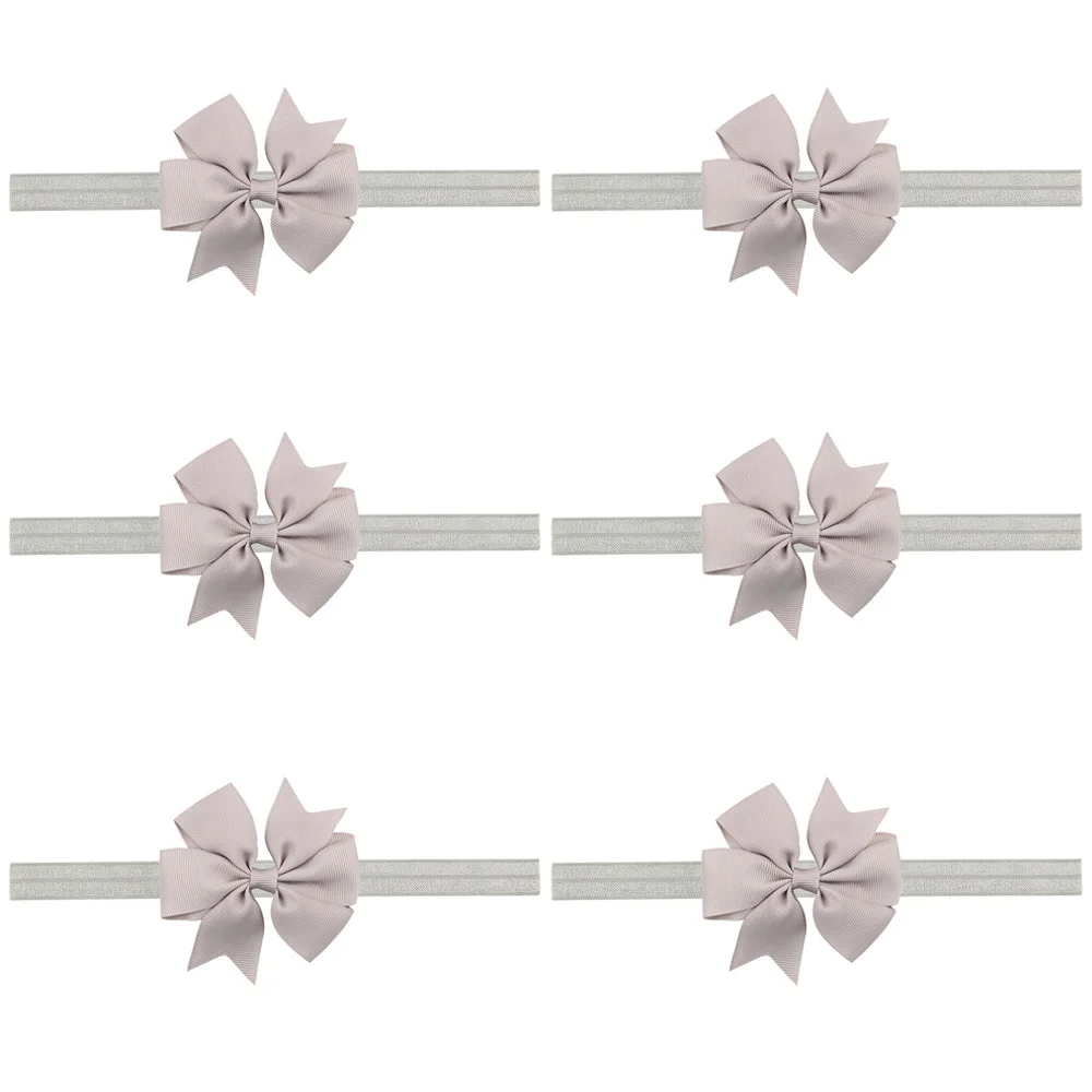 Small-Gray-6 PCS 6 шт., повязка-стрейч на голову для маленьких девочек, милая повязка на голову с бантом TOSWO1013 - Цвет: Small-Gray-6 PCS