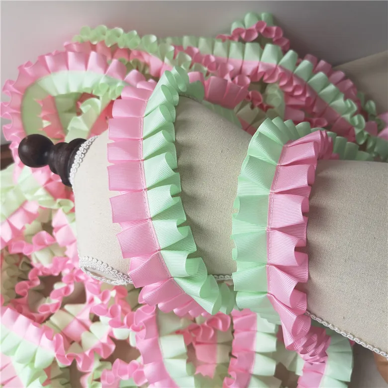 

5cm wide Super nice Korean version of the contrast color ribbon with chiffon with precision pleated lace accessories