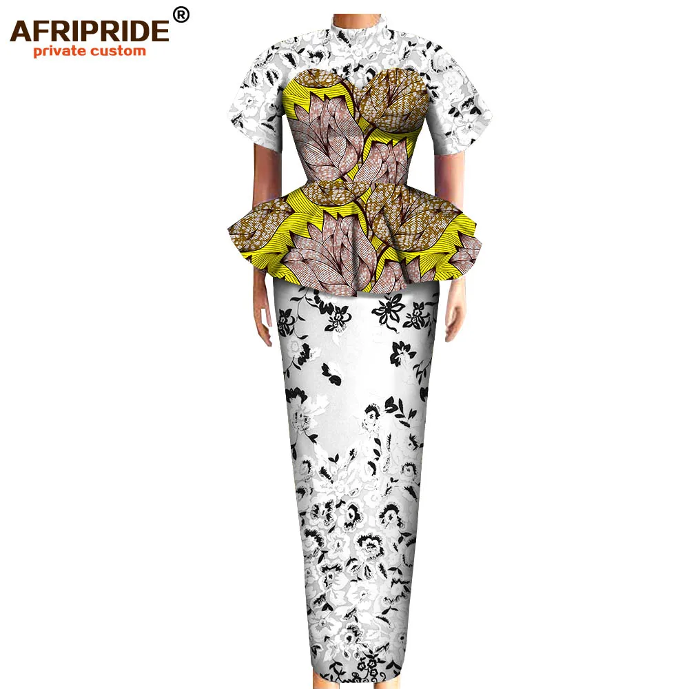 Afripride Ankara Платье с принтом и кружевами для женщин, сделанное на заказ, короткие рукава, длина до пола, женское вечернее платье A1925055