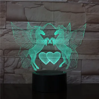 

3D Modelling Led Night Lights 7 Colors Unicorn Changing Atmosphere Table Lamp Home Bedroom Decoration Baby Sleep Lighting Gifts