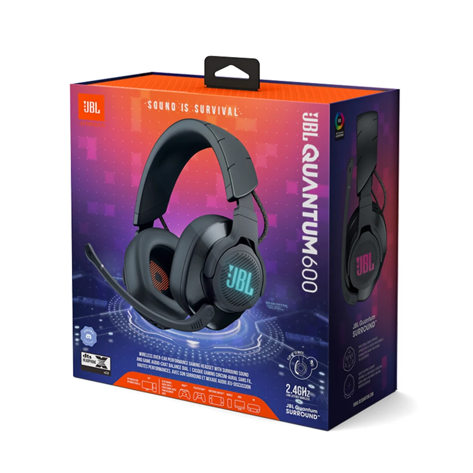 JBL Quantum 600 Over ear Gaming Headset ESports Headphone with Surround Sound Mic for PlayStation Nintendo Switch iPhone Mac VR