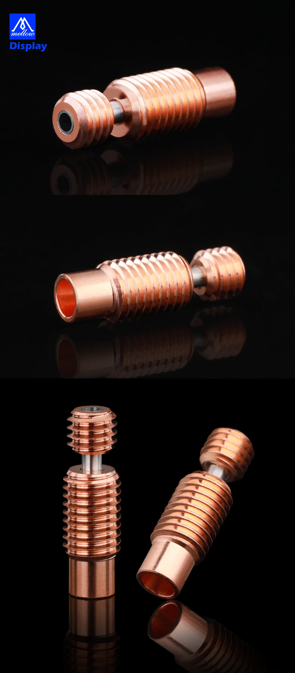 mellow nf calor quebrar cobre aço inoxidável bocal da impressora garganta para hotend aquecedor bloco