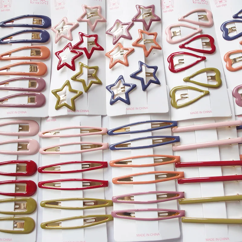 

6Pcs/Set Fashion Plated Hair Clip Geometric Headdress For Women Girls BB Clip Solid Color Hairpins Barrette Hair Accessories Set