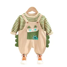 Roupas fashion de primavera e outono para meninas, macacões de camisa de algodão para meninos e crianças pequenas, roupas esportivas casuais de 2 tamanhos
