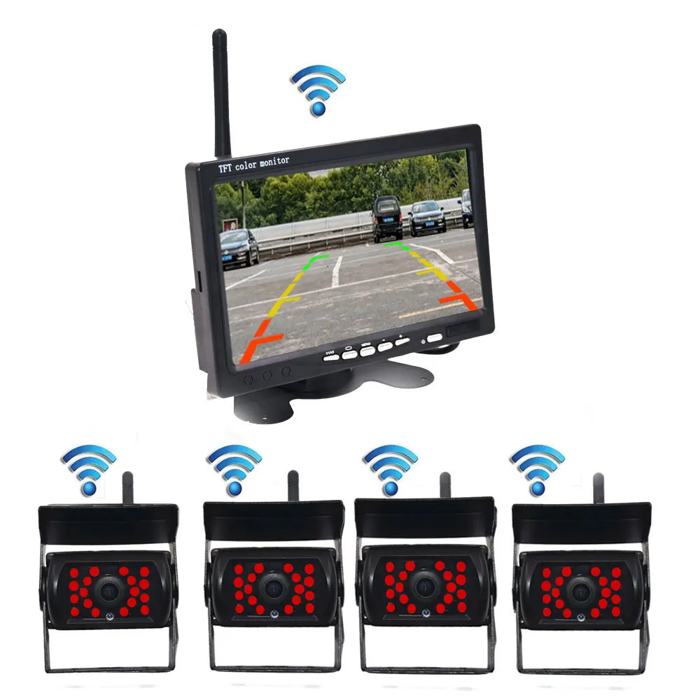 

Wireless Reverse Reversing Camera & IR Night Vision 7" Car Monitor for Truck Bus Caravan RV Van Trailer Rear View Camera