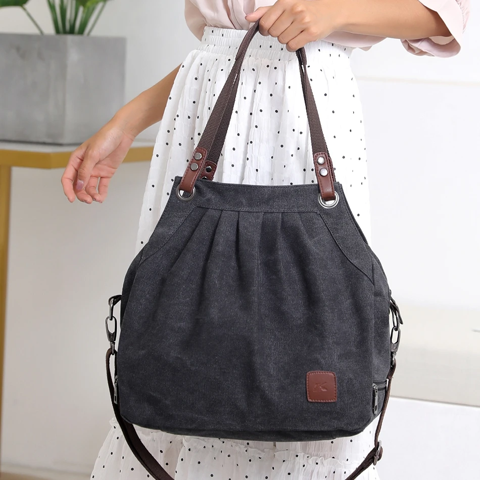 SUNNY SHOP, женские холщовые сумки, высокое качество, женские сумки Хобо на одно плечо, винтажные, одноцветные, много карманов, для девушек, сумки, большие