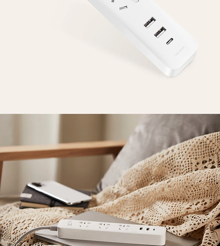NEW Xiaomi Mi Mijia QC3.0 20W Fast Charging Power Strip 2A1C + 3 Sockets Standard Plug Interface Extension Lead 1.8m Удлинитель