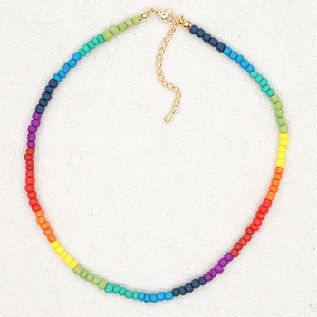 

Go2Boho Rainbow Necklace Seeds Beads Bohemian Choker Aesthetic Necklaces For Women Mujer Colorful Boho Jewelery Wholesale
